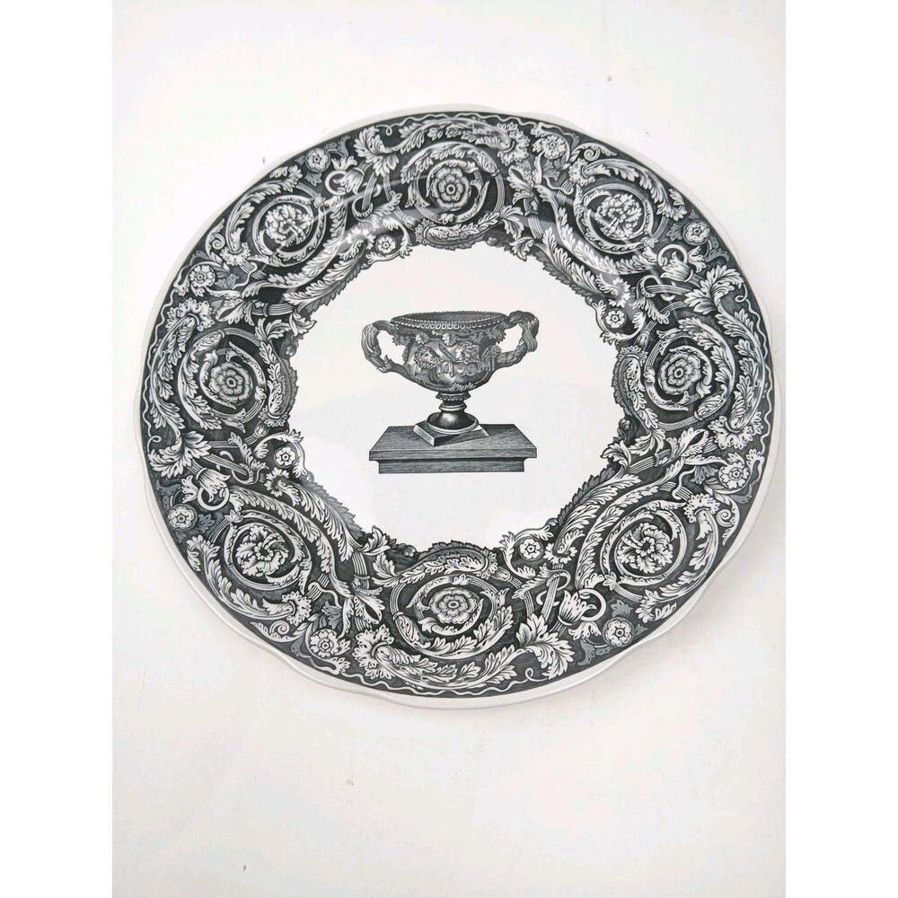 Rare Spode Archive Collection Warwick Vase Black 9.25" Salad Plate England Wall